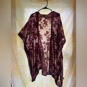 Torrid Velvet Burnout Duster Burgundy